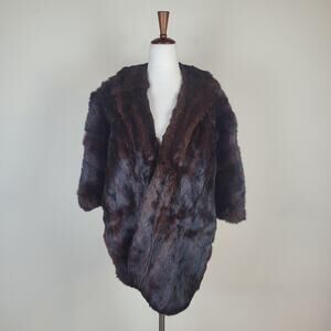 Vintage Galaxy Fur Jacket One Size Brown Evening Mob Wife Old Money Luxury Glam